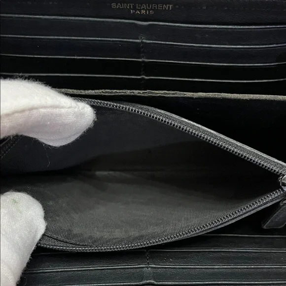 YSL Black Leather Wallet with Gold Accents - Picture 8 of 14